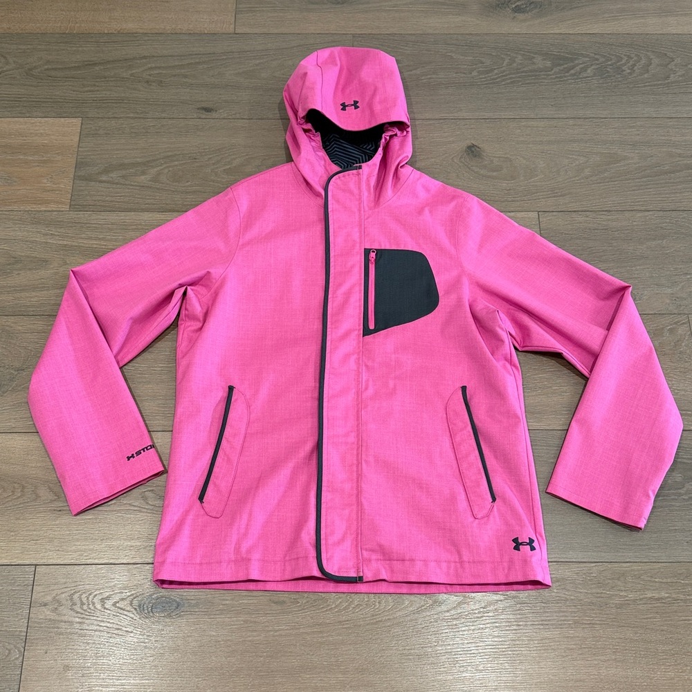 UNDER ARMOUR Pink Gray Storm Gemma ColdGear Infrared Hooded Winter Jacket Sz YXL